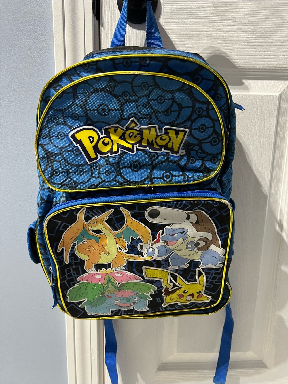 Source Unknown Blue Pokémon Kids Backpack with Yellow Trim